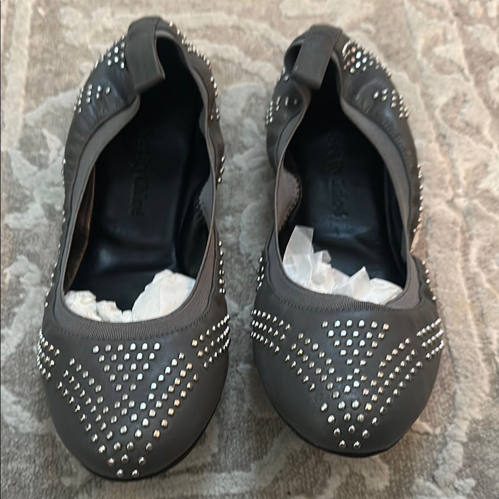 See by Chloe Studded Gray Flats. Size 8/38.5. Excellent condition.